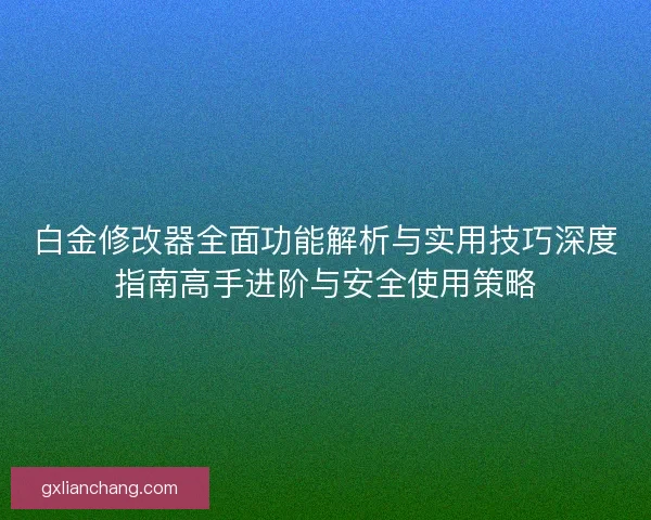 白金修改器全面功能解析与实用技巧深度指南高手进阶与安全使用策略