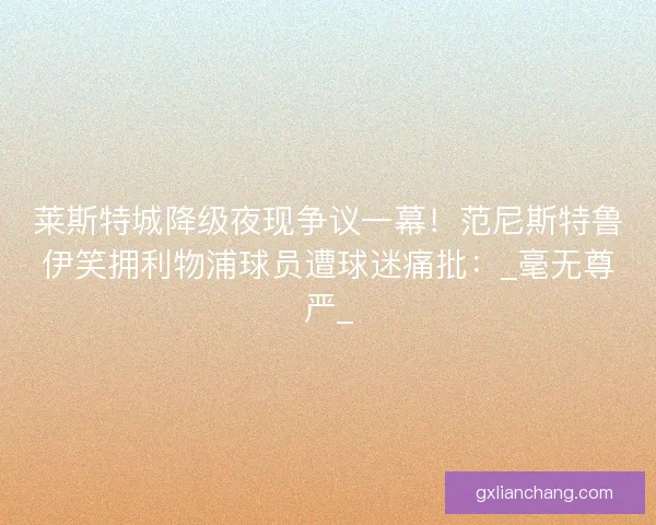 莱斯特城降级夜现争议一幕！范尼斯特鲁伊笑拥利物浦球员遭球迷痛批：_毫无尊严_
