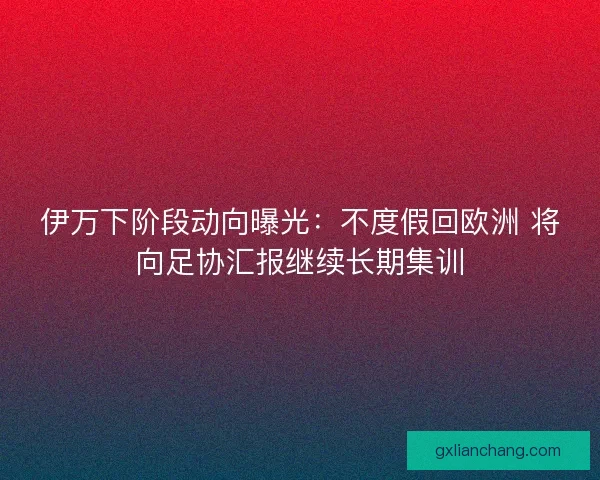 伊万下阶段动向曝光:不度假回欧洲 将向足协汇报继续长期集训 伊万下阶段动向曝光:不度假回欧洲 将向足协汇报继续长期集训